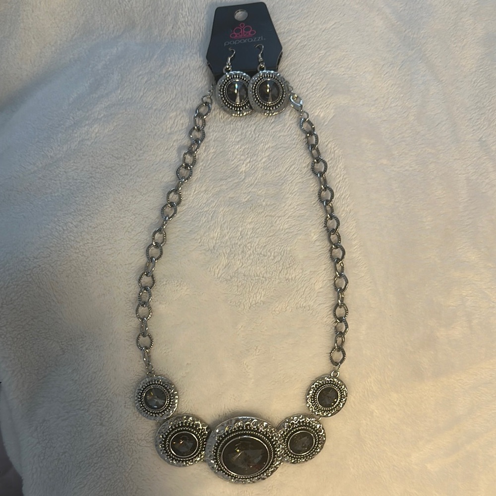 Elegant Silver Necklace and Earring Set